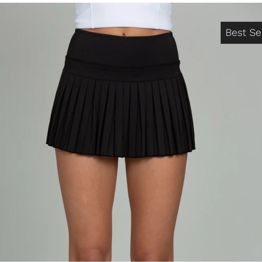 Black Pleated Gold Hinge Mini Skirt
